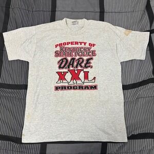Vintage Dare XXL Program Shirt 90s Size Large Gray Kentucky State Police USAMade